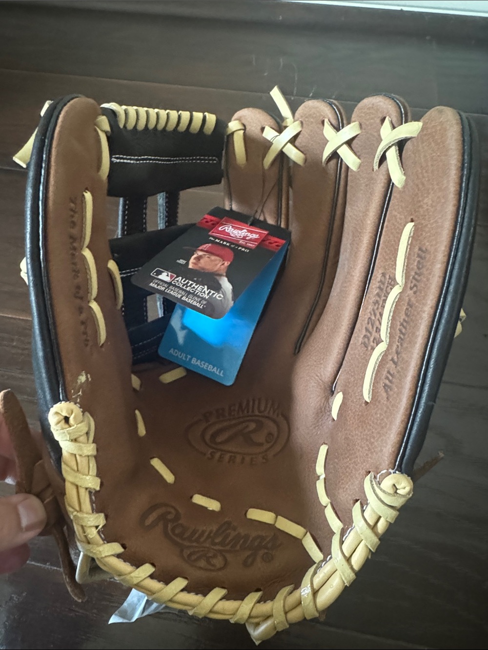 Rawlings Brown and Yellow Lace Baseball Glove - Premium Series
